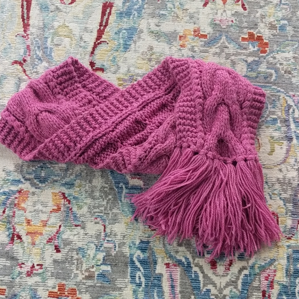 Chunky Pink Crochet Scarf